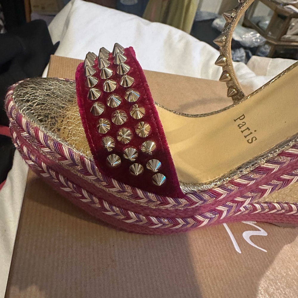 Christian Louboutin Madmonica 120 Velvet Multi-Color Shoes - Picture 2 of 5
